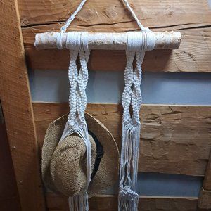 Macrame wall hat hanger, 2